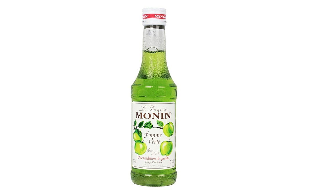 Monin Pomme Verte, Green Apple Syrup   Glass Bottle  250 millilitre